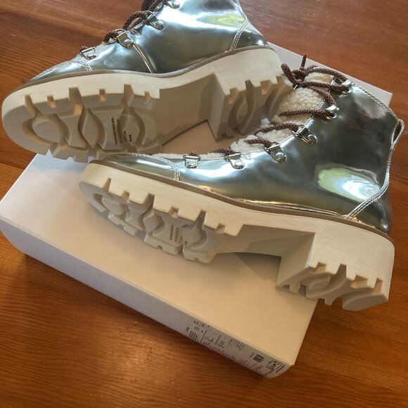 The Drop Women's Silver Faux Lined Lace Up Ankle Winter Boots Size 7.5 NWT - Picture 9 of 11